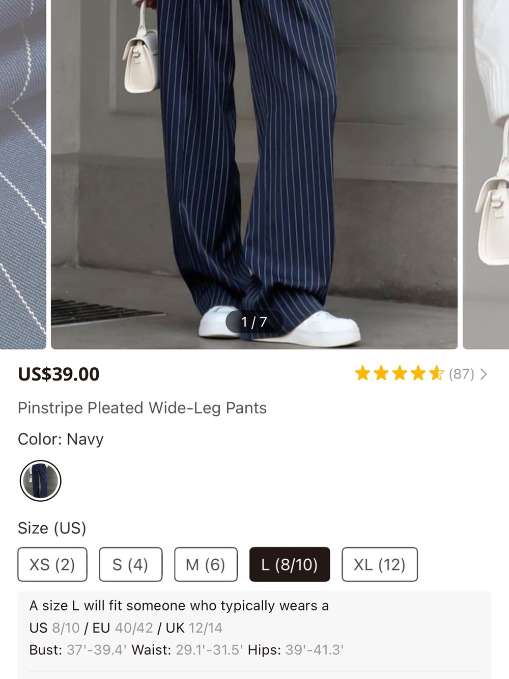 Commense Navy Pinstripe Wide Leg Pants - Picture 7 of 7
